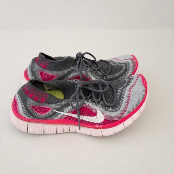 Nike Free Flynit 5.0 Running Athletic Shoes | Grey and Pink | Woman’s size 7.5 - Picture 4 of 8
